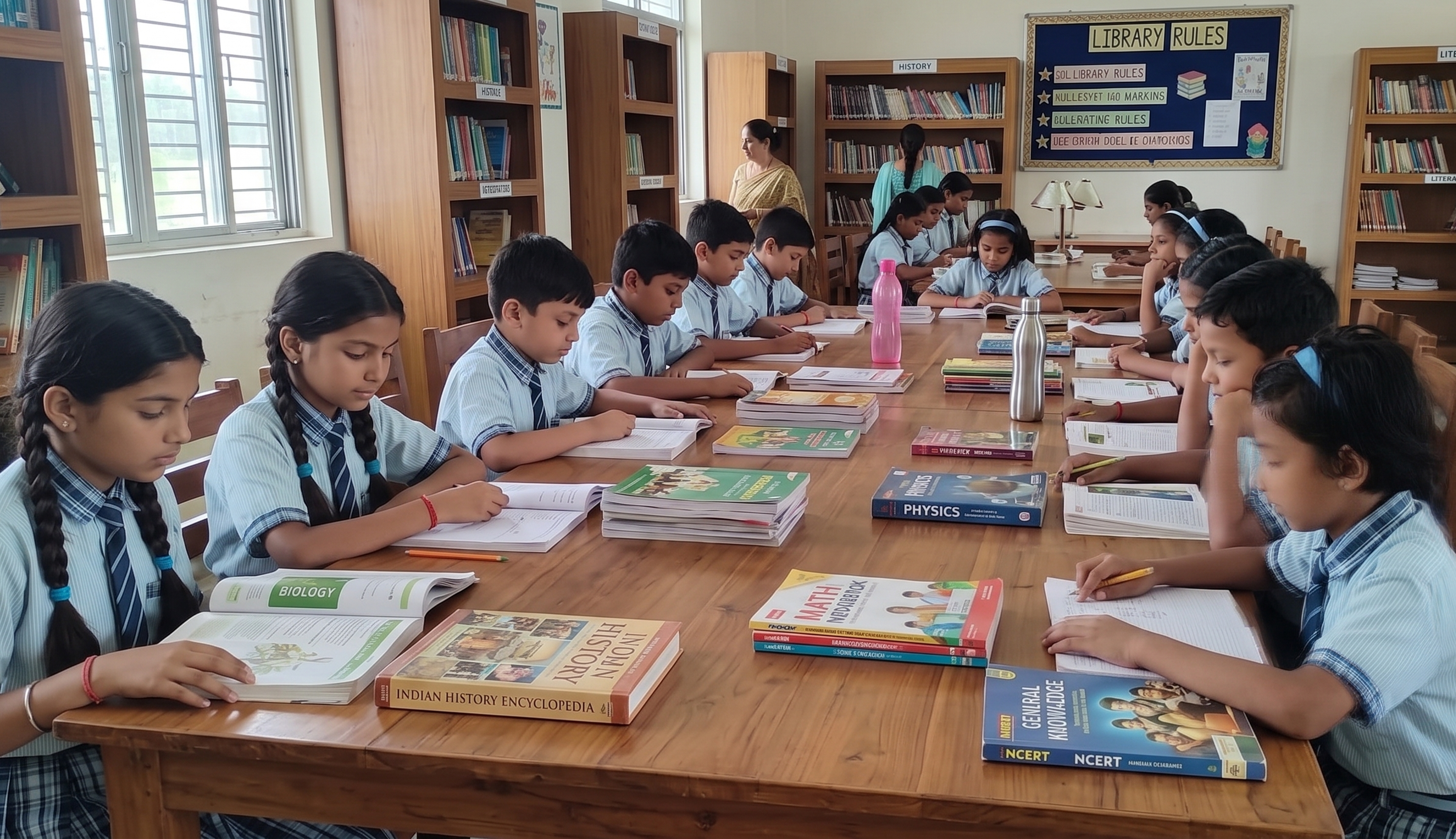 Student reading a book